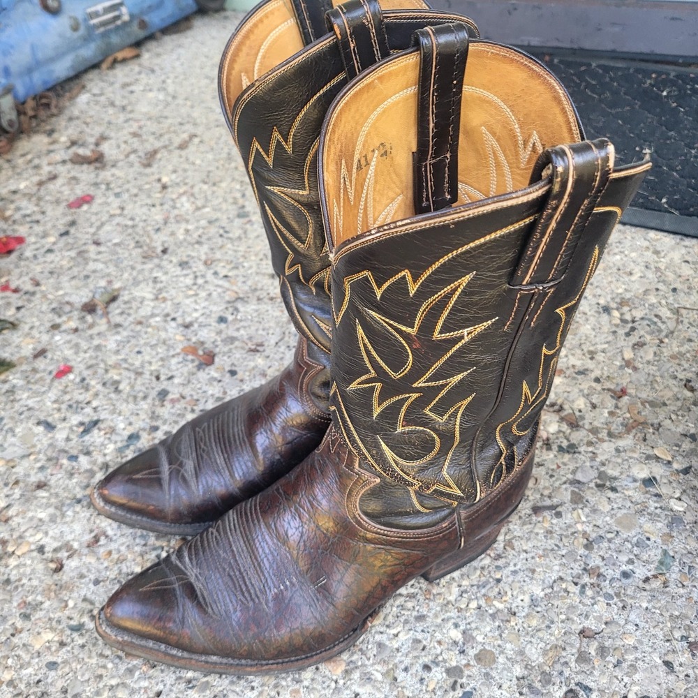 Tony Lama Men's Brown Leather Western Boots Size 11 D